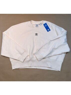 Adidas Womens Originals Crop Sweatshirt Wonder White Size Medium